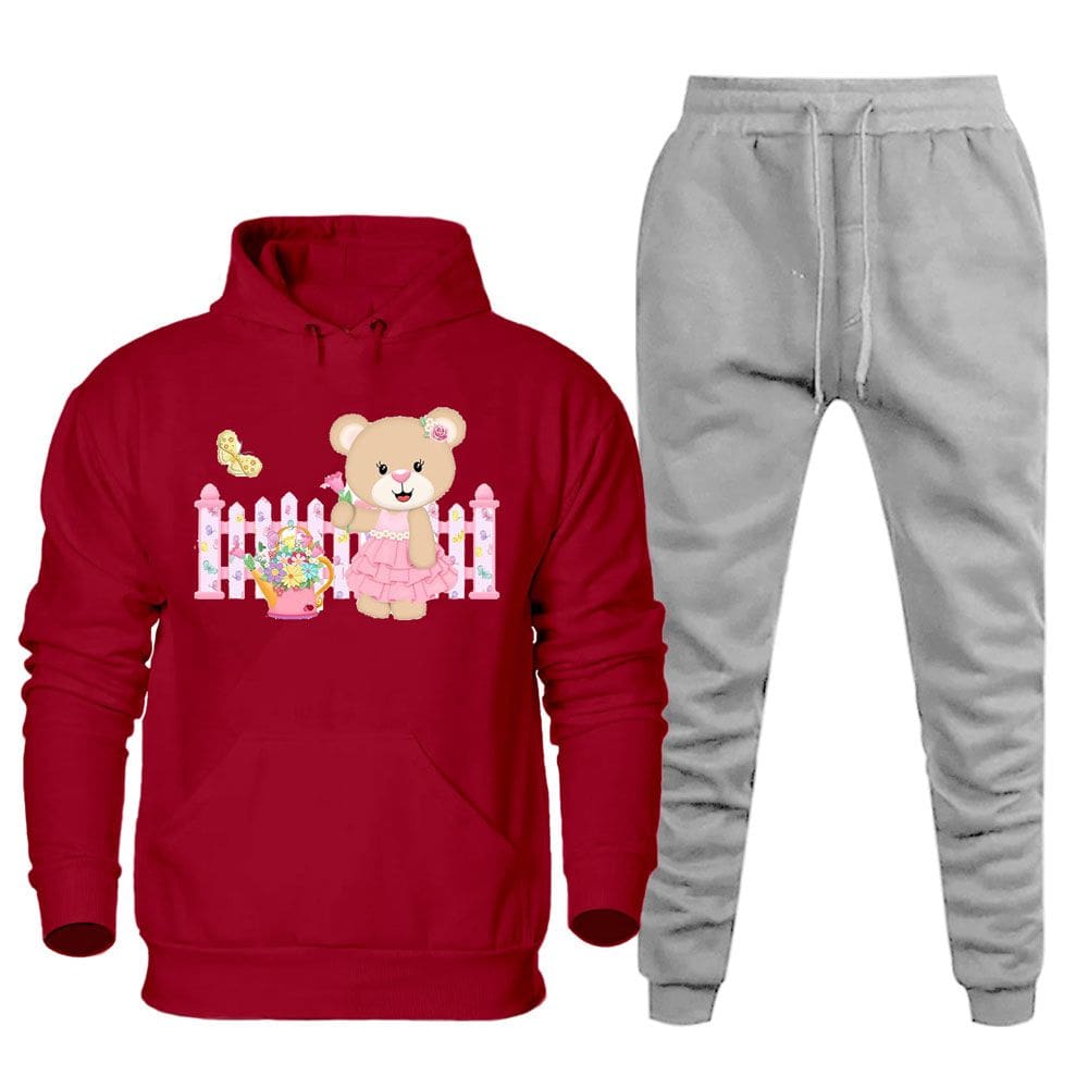 Conjunto Abrigo Moletom Feminino Plus Size Canguru Numeraçao Especial Estampado Calça Cos Elastico