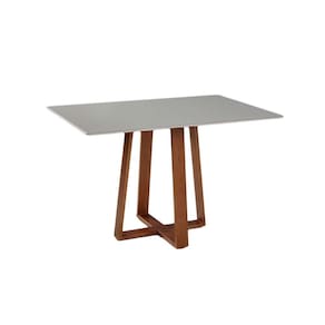 mesa de jantar retangular com tampo de vidro off white isis  120 cm
