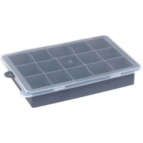 FORMA DE GELO COM TAMPA SILICONE 3x12x19cm CINZA