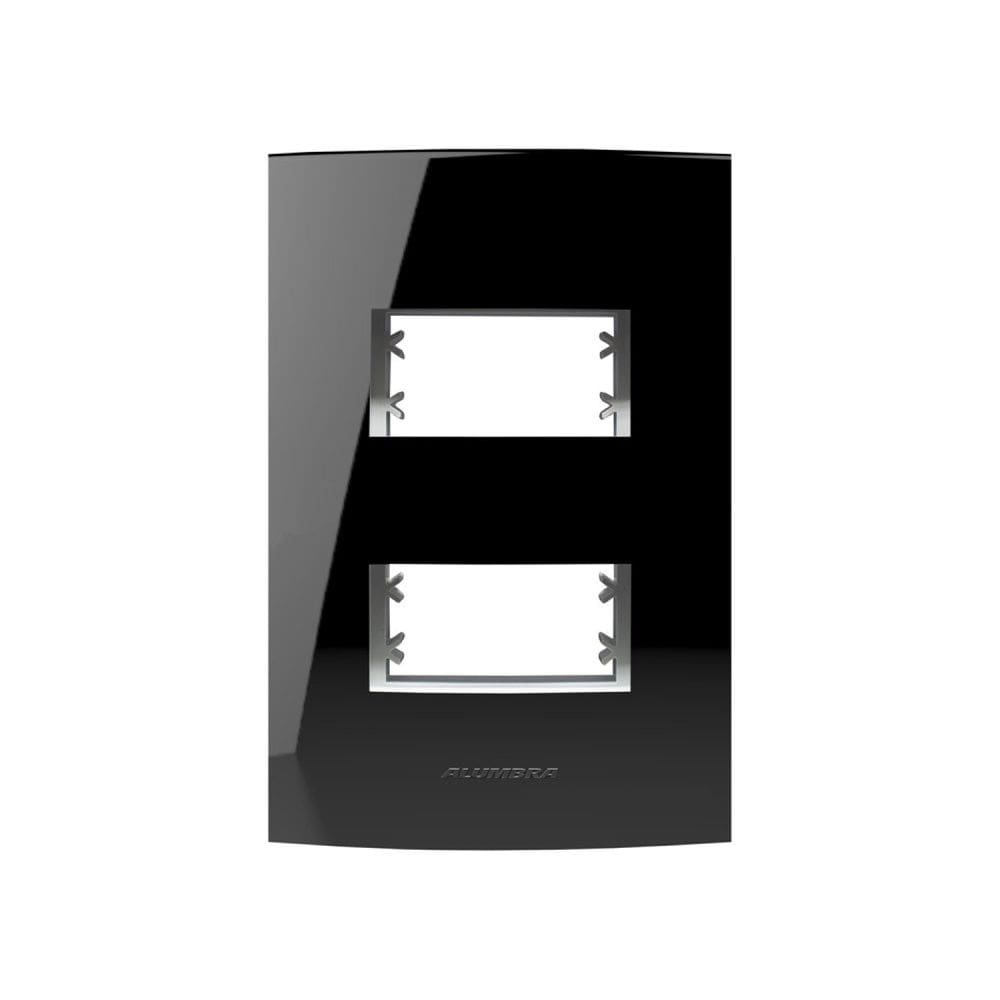 Placa 4X2 com Suporte Para 2 Módulos Distanciados Inova Pro Class Alumbra Black Piano