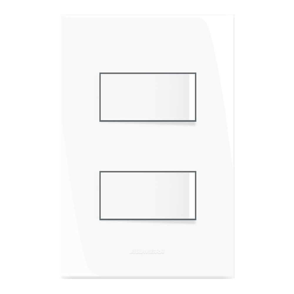 Conjunto 2 Interruptores Simples 10A 250V Placa 4x2 Inova Pro Alumbra Branco
