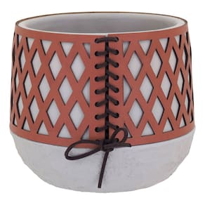 Vaso Decorativo Enfeite Casa Cimento 18x14x14cm Marrom Cachepô