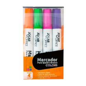 Caneta Pincel Marcador Quadro Branco 4 Cores Jocar Office