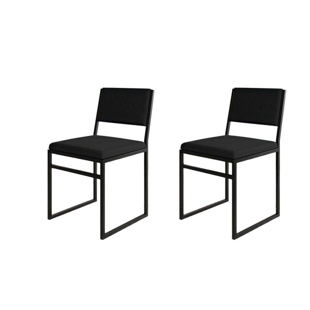 conjunto com 2 cadeiras isa veludo preto