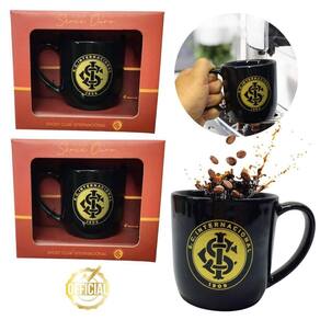 Kit 3Un Caneca Preta Xícara Porcelana 300Ml Café Time