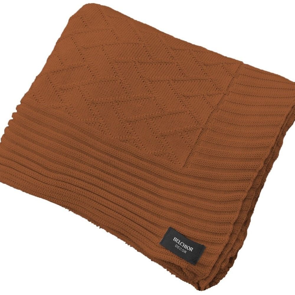 Manta Peseira de Tricot 90x180 Cm Link Terracota
