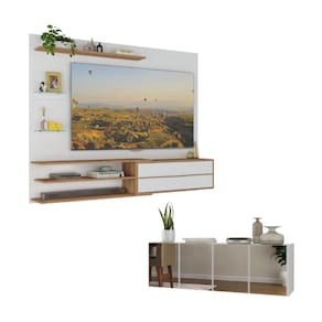 Painel com Suporte para TV até 65 Polegadas com Aparador 4 Portas com Espelho Multimóveis MP1089
