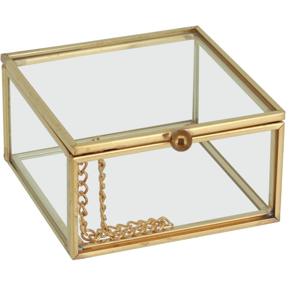 Porta Caixa Organizador Joias Vidro 4x8x8cm Decorativo Transparente