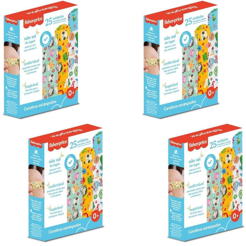 4X Curativo Estampado Infantil Hc483 - 25 Un - Fisher Price