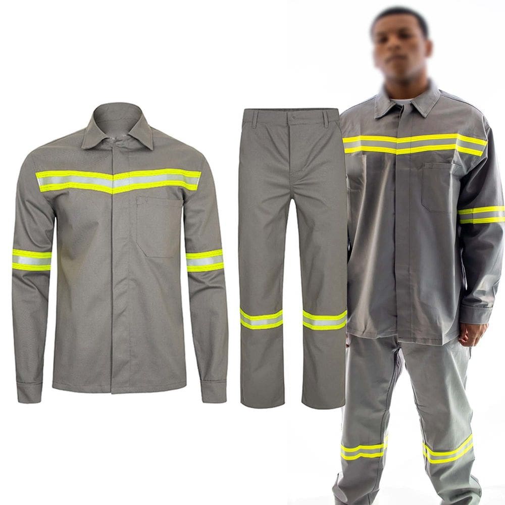 Conjunto Uniforme EPI Nr10 Segurança do Trabalho Faixa Refletiva Mecanico Electricista Construção Obra Serviço