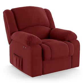 Poltrona do Papai Reclinável Melim Power Touch USB Veludo Vermelho FH1 - D`Rossi