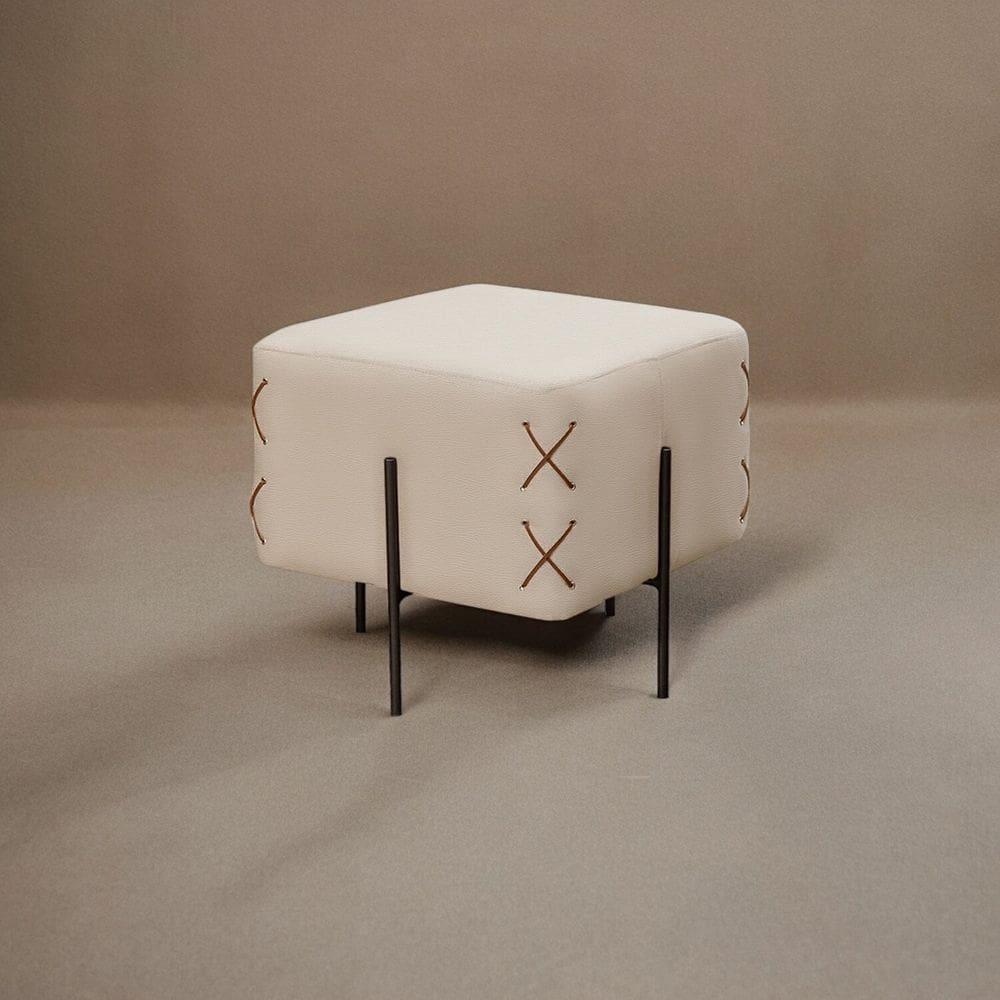 Puff Banqueta 45cm X 45cm Eros Luxo Off White