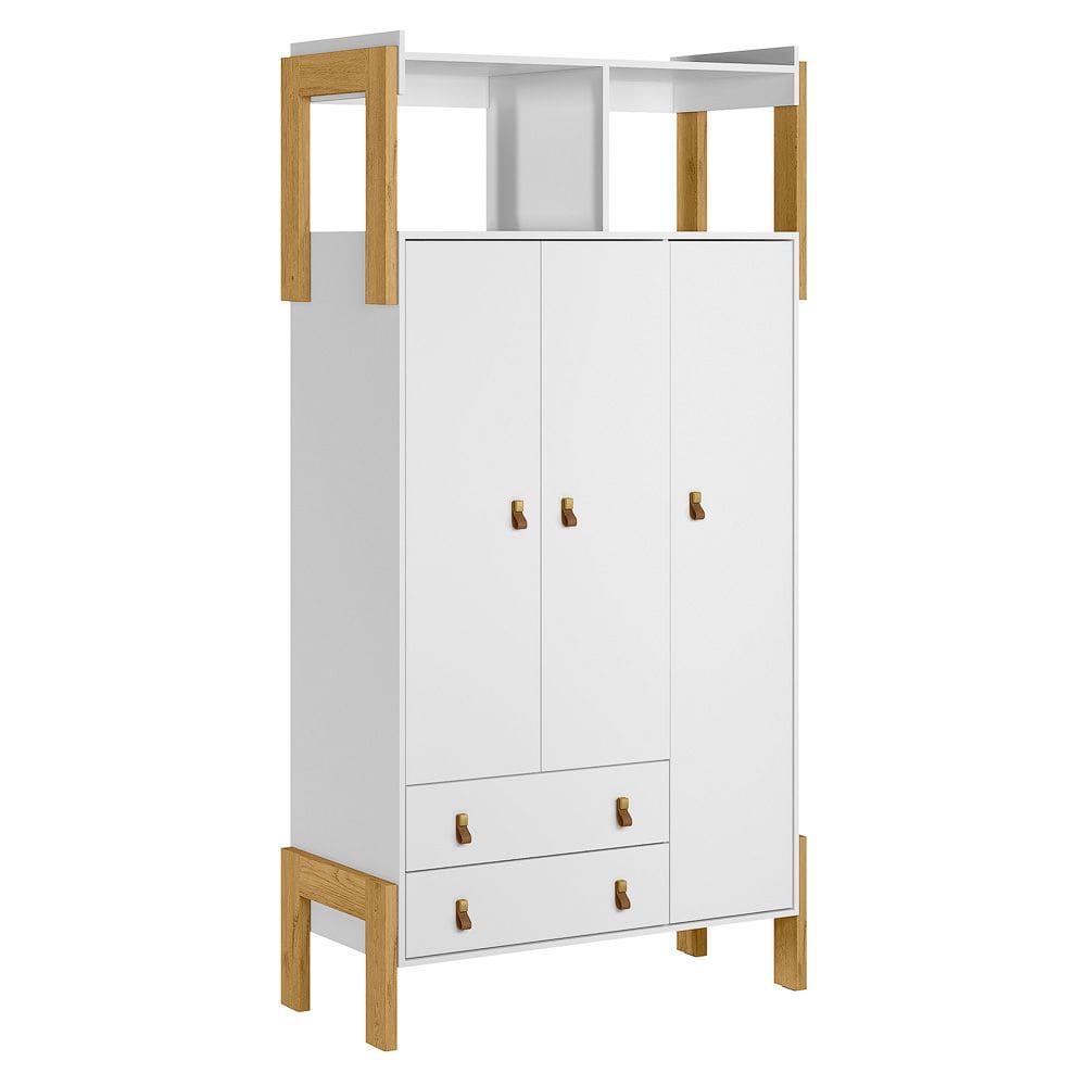 Guarda Roupa 3Pts 2Gavetas Fantasia Branco Acetinado - Montanaris Decor