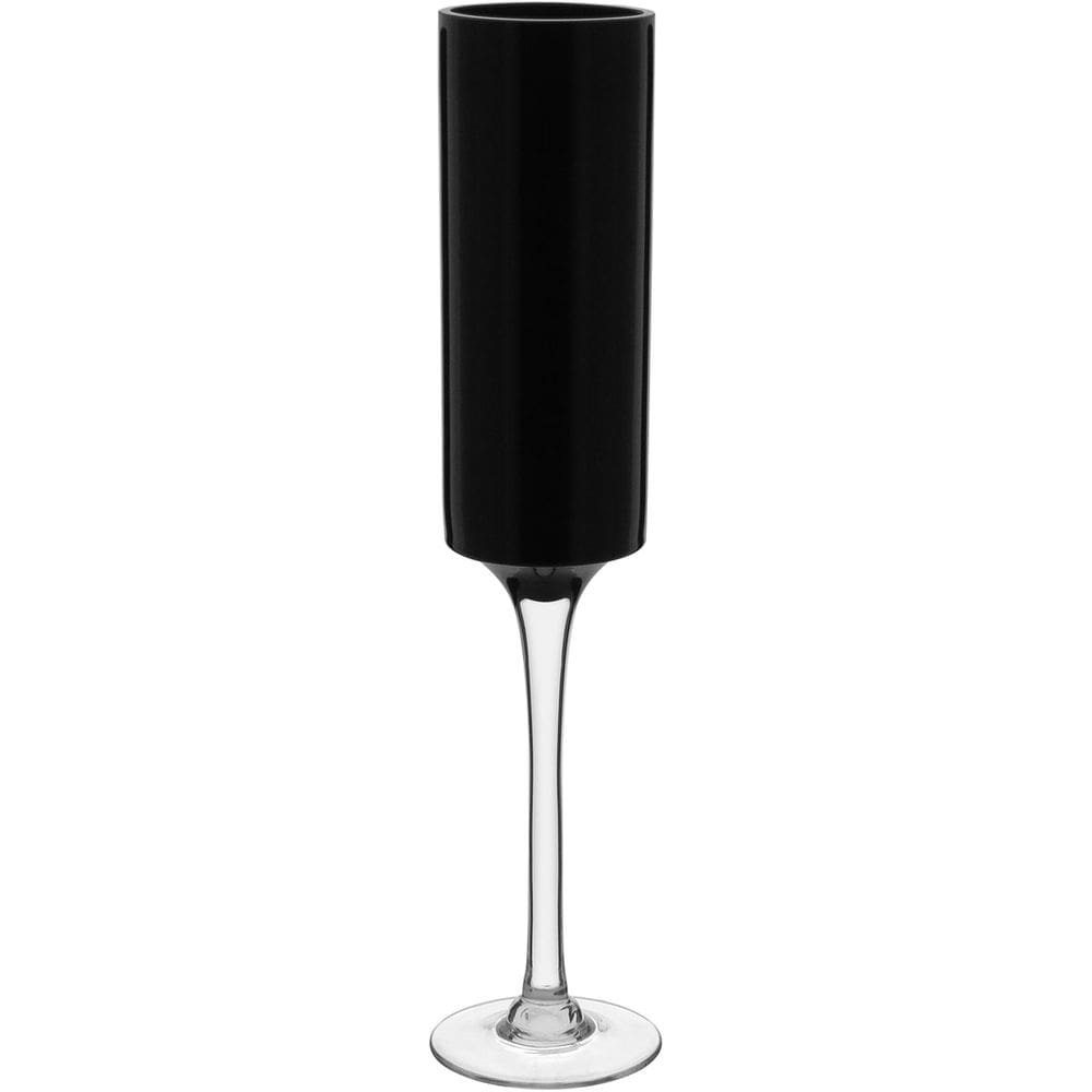Vaso Decorativo Enfeite Casa Vidro 51x10x10cm Preto