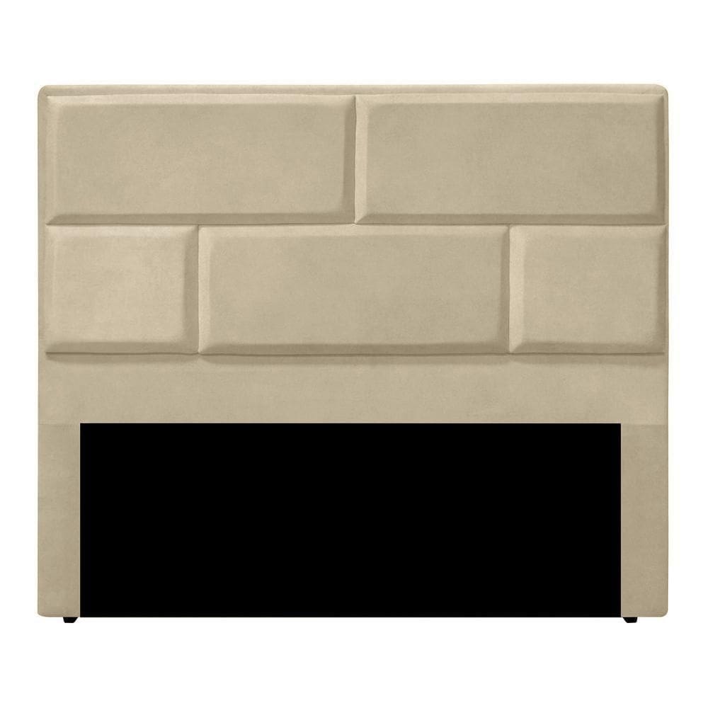 Cabeceira Casal Estofada Para Cama Box Jade Veludo Cor Bege
