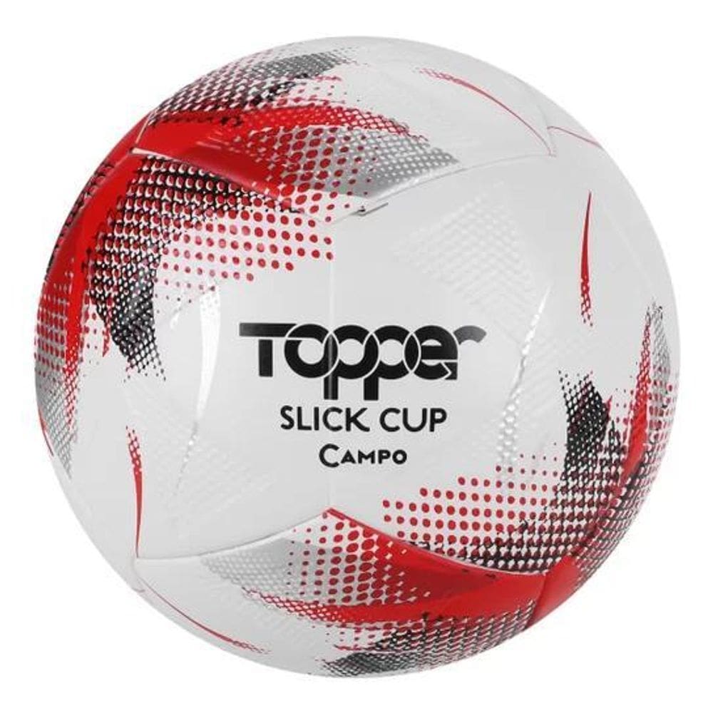 Bola De Futebol Campo Topper Slick Cup Vermelho-Prata-Preto