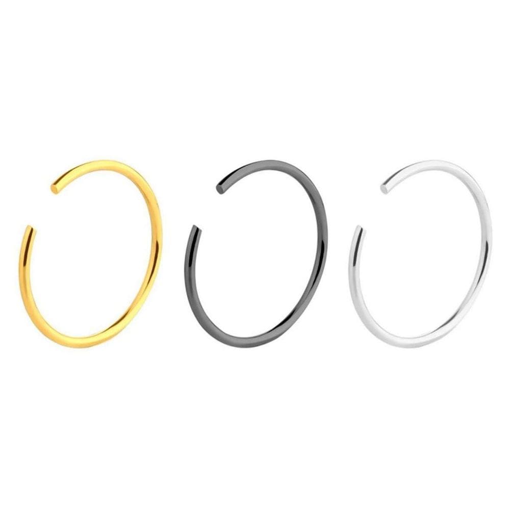 Kit 3 Piercing Aço Inox Argola Masculino Nariz Feminino
