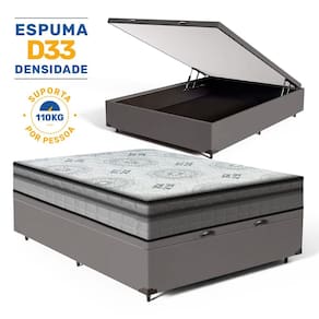 Cama Box Baú com Colchão Espuma D33 Pillow In Anjos Ortosleep Casal 138x188x60cm