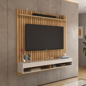 Painel Para Tv até 70 Polegadas Frisado Detroit Com Nicho Freijó/Off White