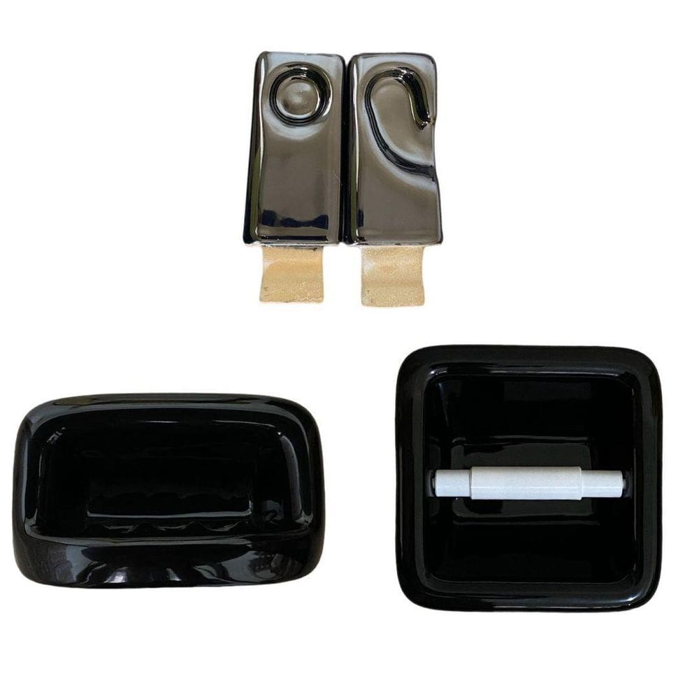 Kit Para Banheiro Louça Preto 4 Peças De Embutir Icasa