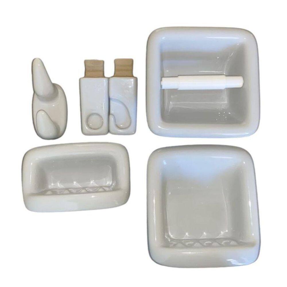 Kit Para Banheiro Louça Cinza Claro 6 Peças De Embutir Icasa