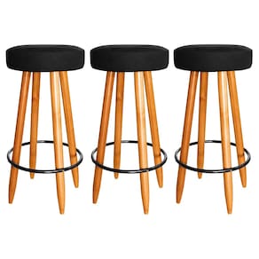 Kit 3 Banqueta Alta Industrial 75cm Cozinha Balcão Bar Preto