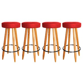 Kit 4 Banquetas Alta Industrial 75cm Cozinha Balcão Vermelho