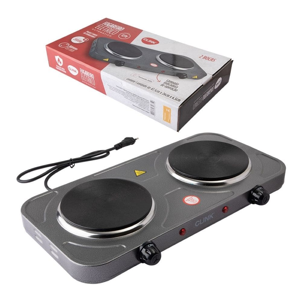 Fogareiro Duas Bocas Elétrico Portátil De Mesa 110v Ou 220v