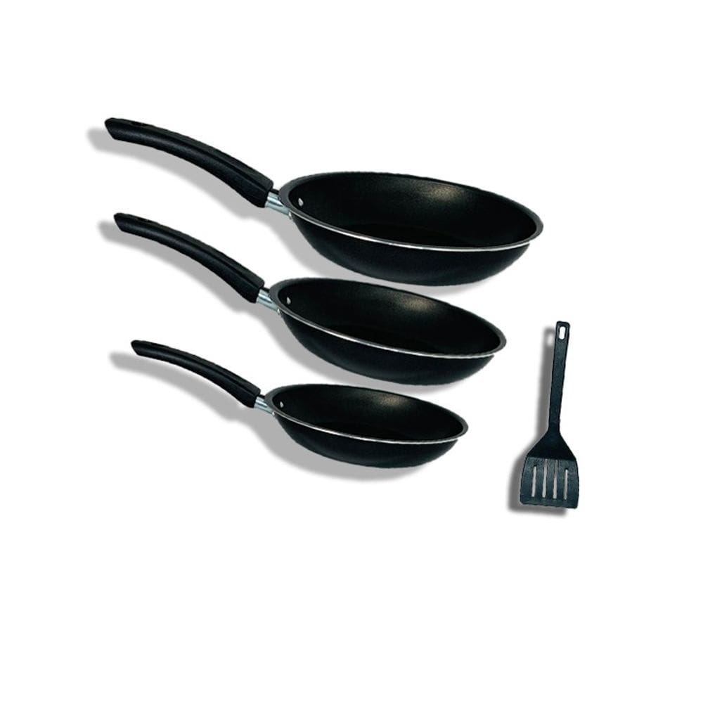 Kit 3 Frigideira Grossa Antiaderente Teflon Espátula
