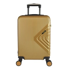 Mala de Bordo Abs para Viagem Yins Cleopátra Cadeado Integrado Rodas Duplas Giro 360 Dourado