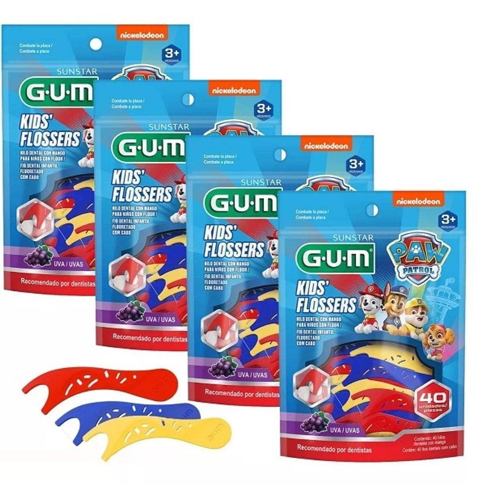 Kit com 160 Flosser Fio Dental Infantil GUM Patrulha Canina