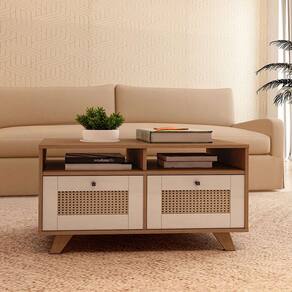 mesa de centro retangular trama 2 gv cinamomo e off white