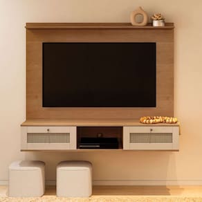 painel para tv até 75 polegadas trama 2 pt cinamomo e off white