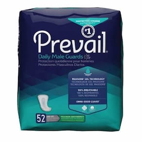 Almofada de controle da bexiga Prevail Daily Male Guards 12-1/2 polegadas de comprimento Núcleo de polímero de absorção pesada Uma caixa de 126 da Fir