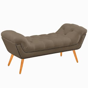 Recamier Calçadeira Solteiro 90cm Ayla Veludo Cappuccino - Montanaris Decor