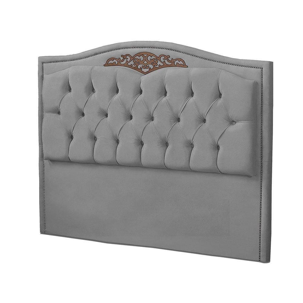 Cabeceira Casal King Size Estofada Para Cama Box Maitê Veludo Cinza