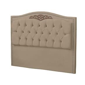 Cabeceira Casal Queen Size Estofada Para Cama Box Maitê Veludo Cor Bege Médio