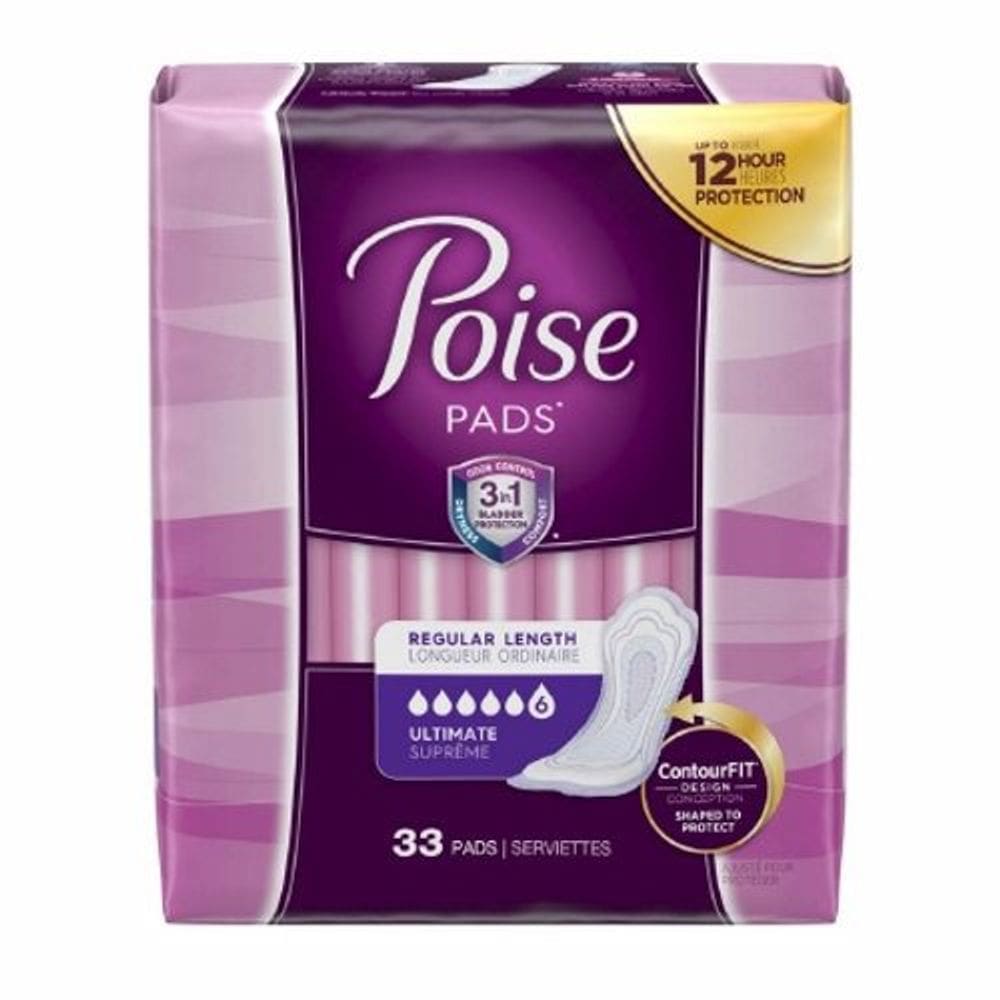 Almofada de controle da bexiga Poise 3-1/2 x 16 polegadas 33 unidades por Poise (pacote com 6)