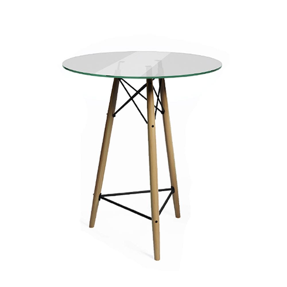 Mesa Eames Eiffel Bistrô de Madeira 60cm Vidro