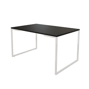 Mesa de Jantar Industrial Base Ferro Branco Tampo 137x90 Preto