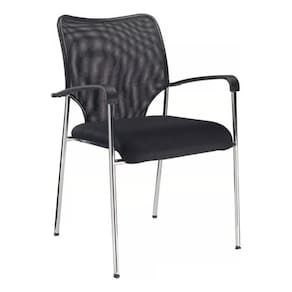 Cadeira De Escritório Sala Espera Recepção Cromada Tela Mesh