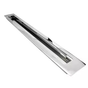 Puxador Concha Embutir Porta Inox 304 Polido Cromado 45 Cm