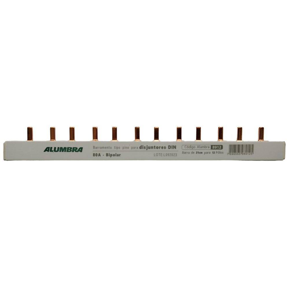 Barramento Bifásico Din 80A 12 Polos 2X6P 8912 Alumbra