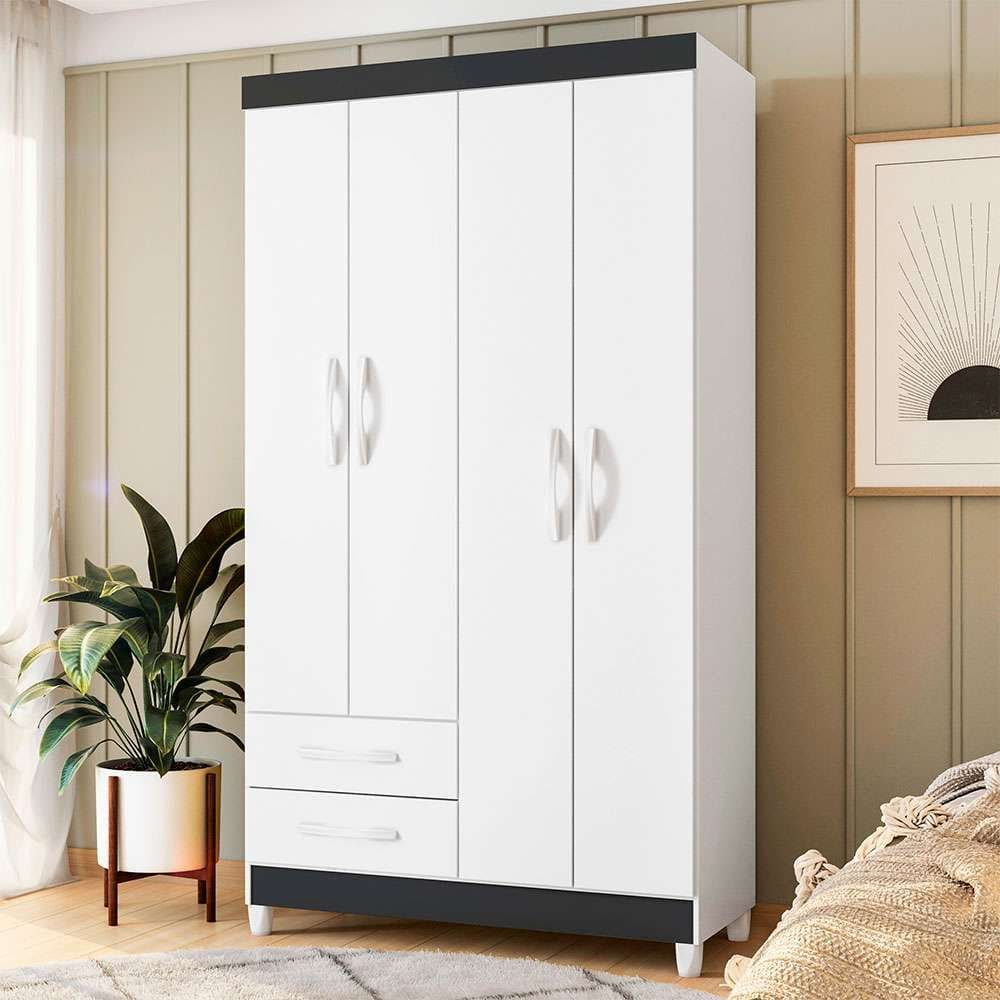 guarda-roupa solteiro Âmbar flex 4 pt 2 gv branco