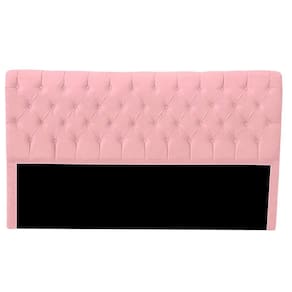 Cabeceira Casal Queen Estofada Para Cama Box Glass Veludo Cor Rosa Bebe