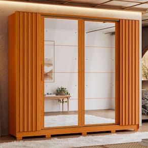 guarda-roupa casal com 2 espelhos jacarandá flex 4 pt 4 gv cinamomo e off white