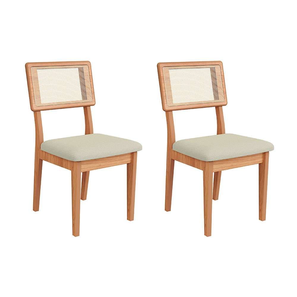 conjunto com 2 cadeiras favale algodão cesare e freijó
