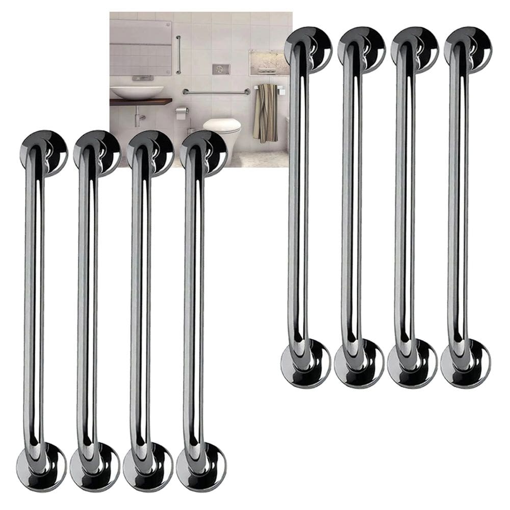 Alça de Apoio Barra 40cm Aço  Inox Kit 8 Unidades Idoso Deficiente Cadeirante Banheiro