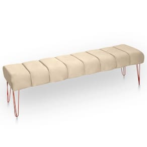 Recamier Estofada Casal King Size Luxo Veludo Cor Bege