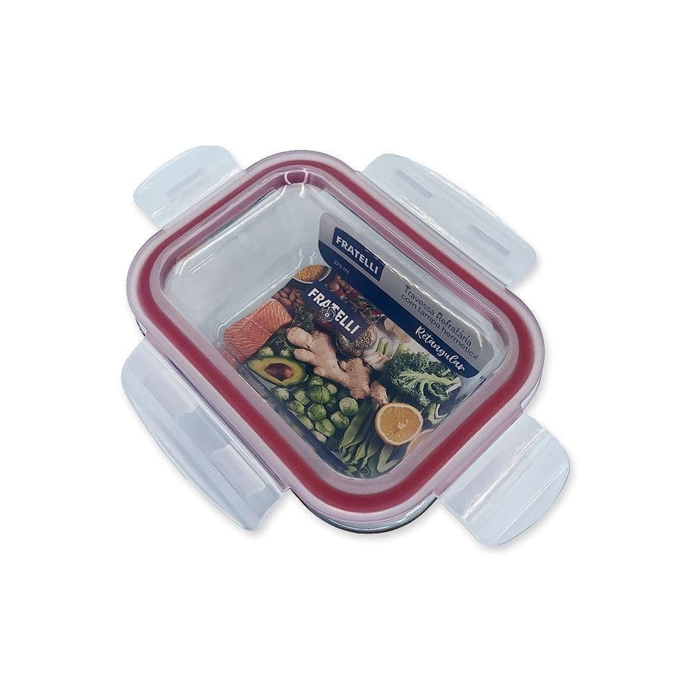 Vasilha De Vidro Hermético Com Tampa Pote Marmita Plástico 370ml Com Trava